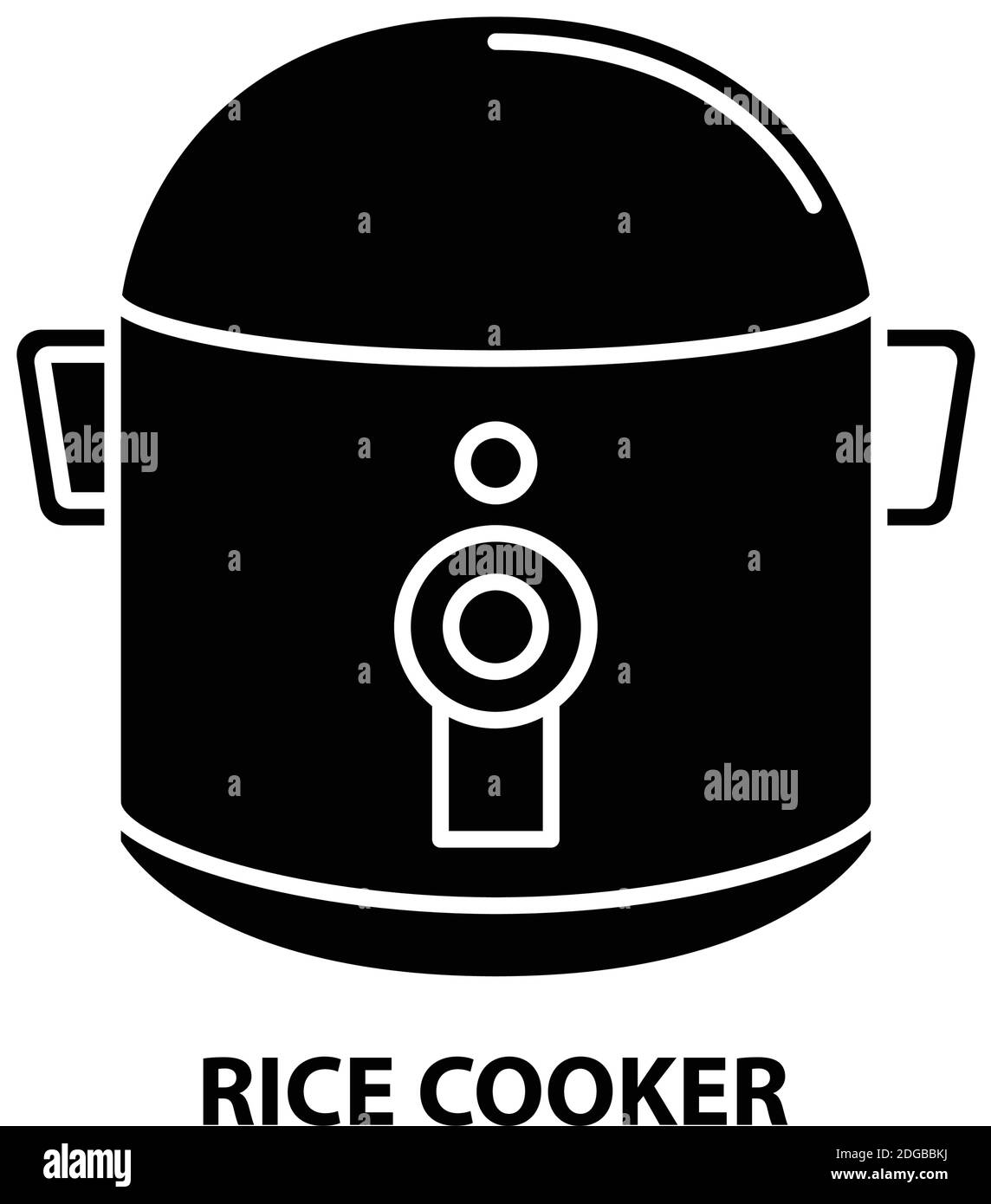 rice cooker icon, black vector sign with editable strokes, concept illustration Stock Vector