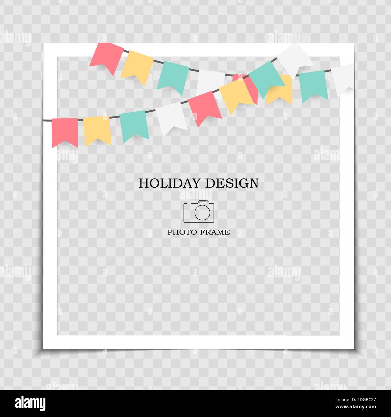 Holiday Program Frame Design Party Holiday Photo Frame Template with flags for post in Social ...