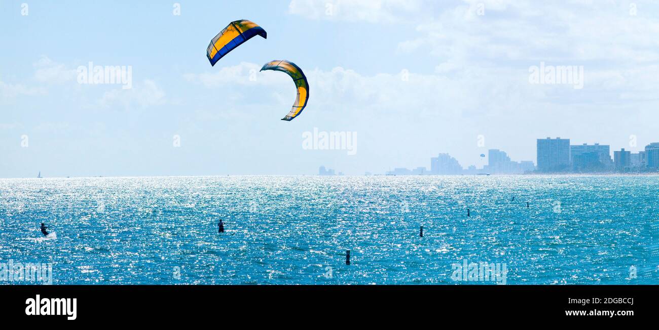 Parasailing over the Atlantic ocean, Fort Lauderdale, Florida, USA Stock Photo
