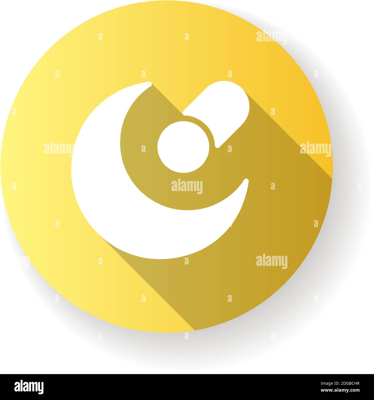 Night mode app yellow flat design long shadow glyph icon Stock Vector