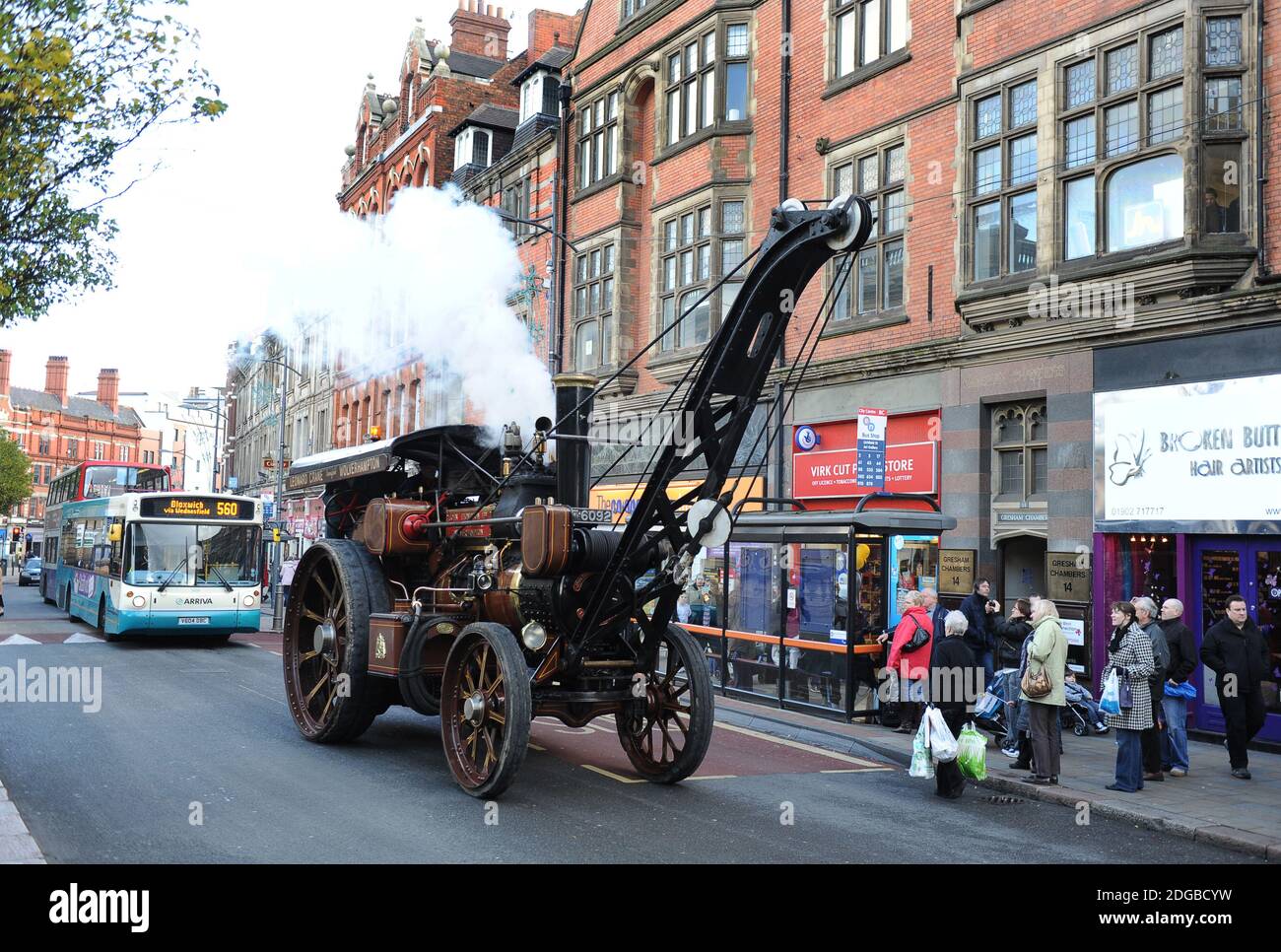 Len Crane of Wolverhampton with his 1929 Fowler B6' Super Lion Crane 'Wolverhampton Wanderer' Engine No. 17212 Weighing 23-tons. Stock Photo