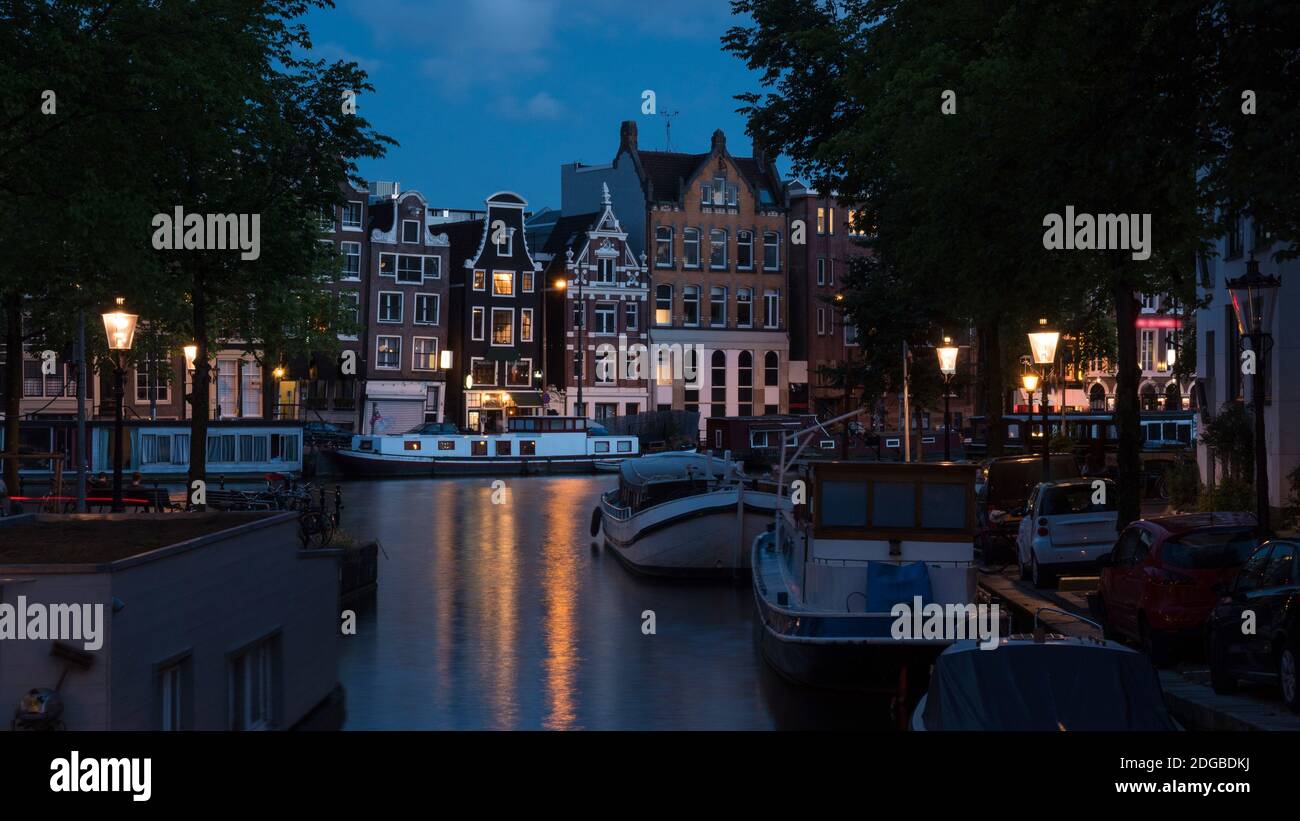 Romantic evening Amsterdam, Netherlands Stock Photo