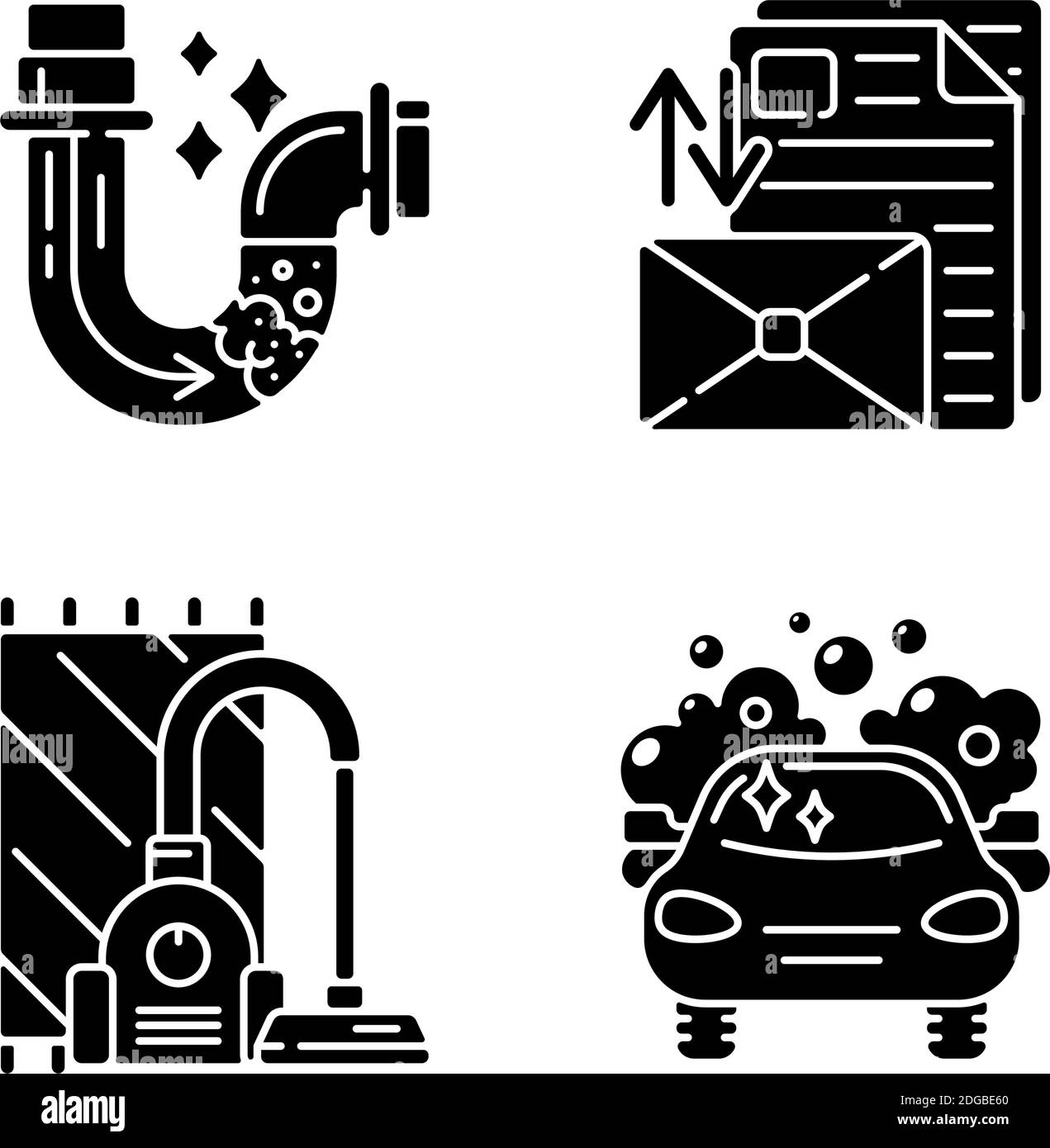 Housekeeping services black glyph icons set on white space Stock Vector ...