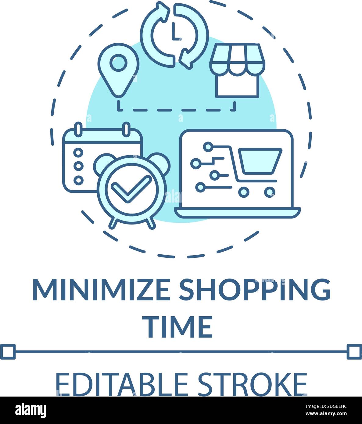 Minimizing shopping time concept icon Stock Vector