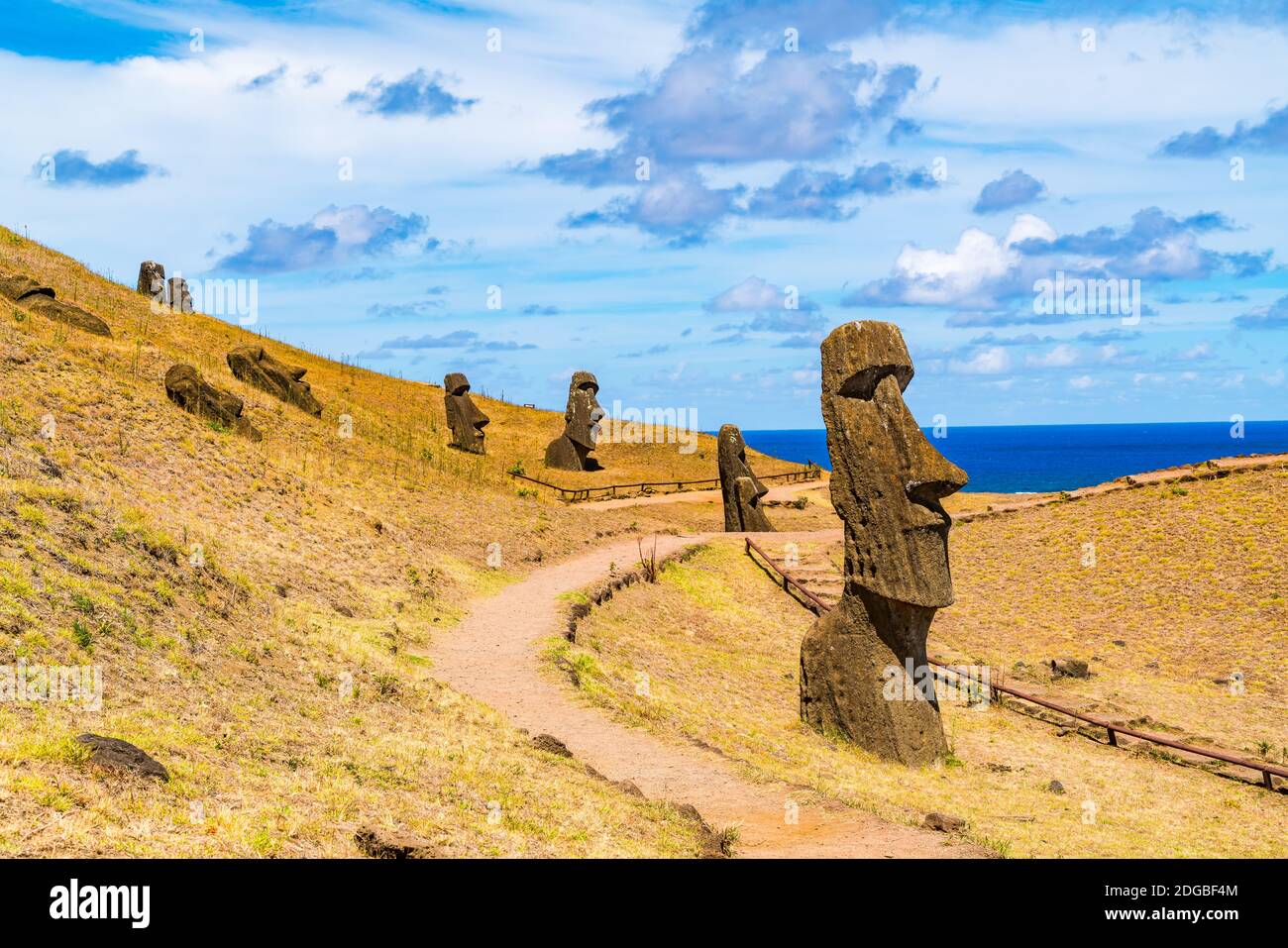Lake Raraku View of Moais Quarry at Rano Raraku on the Easter Island Stock Photo ...