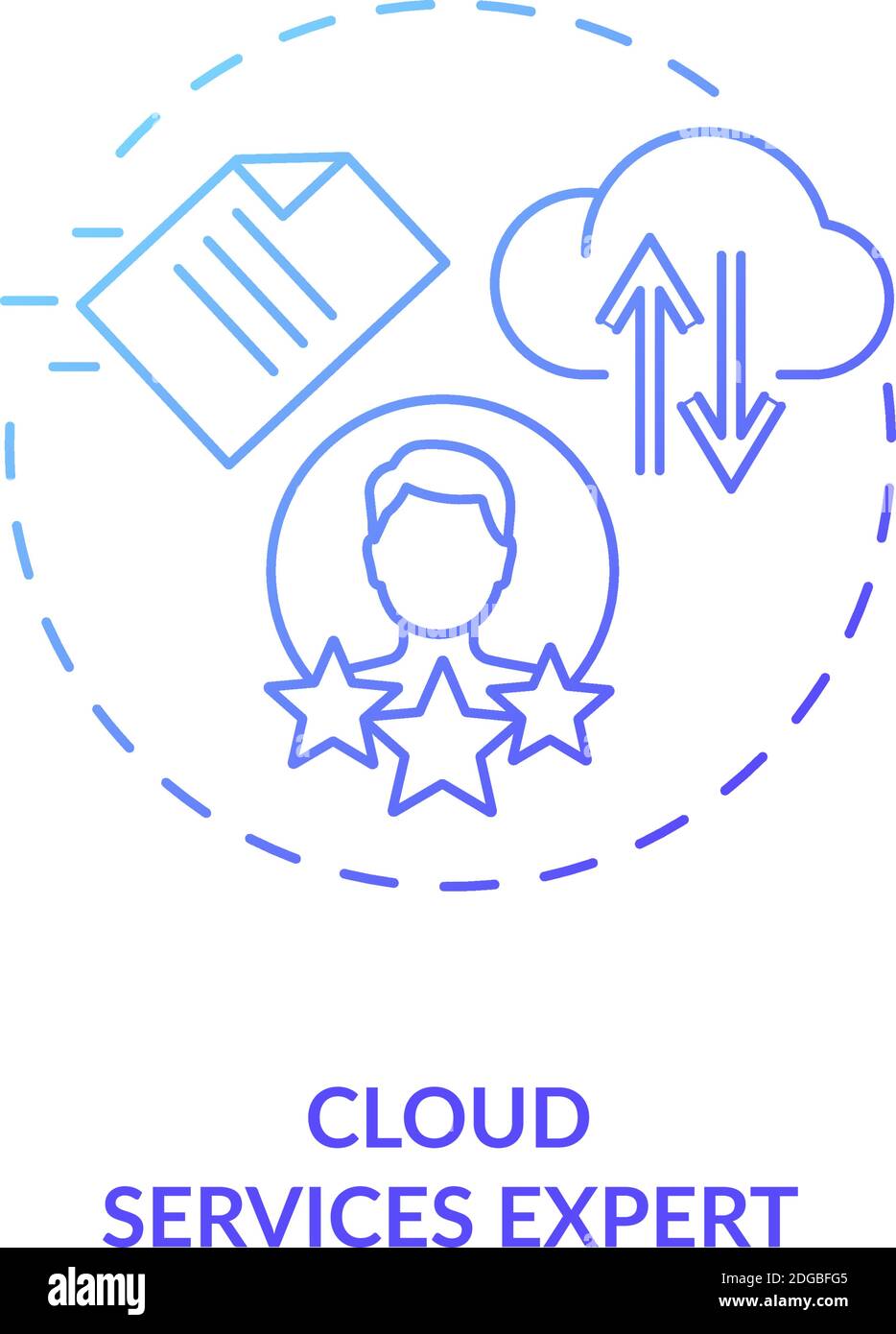 Cloud services expert blue gradient concept icon Stock Vector