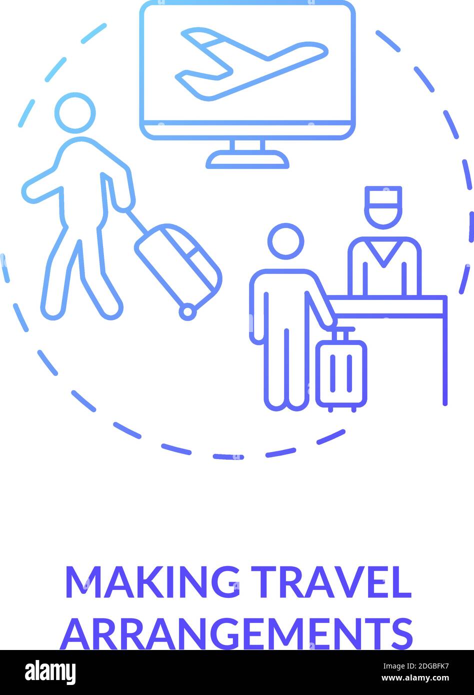 Making travel arrangement blue gradient concept icon Stock Vector Image