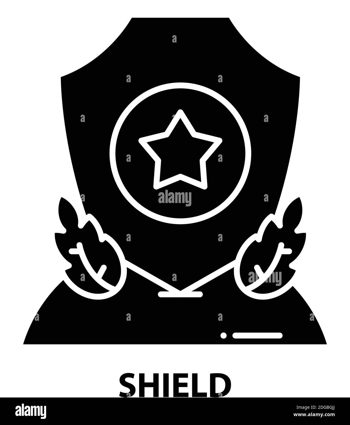 shield icon, black vector sign with editable strokes, concept