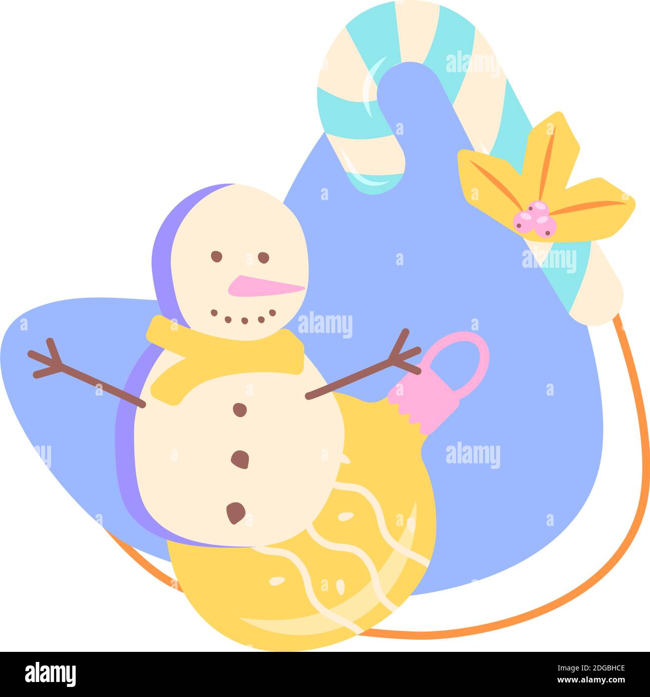 Happy winter holiday flat vector concept illustration with abstract ...