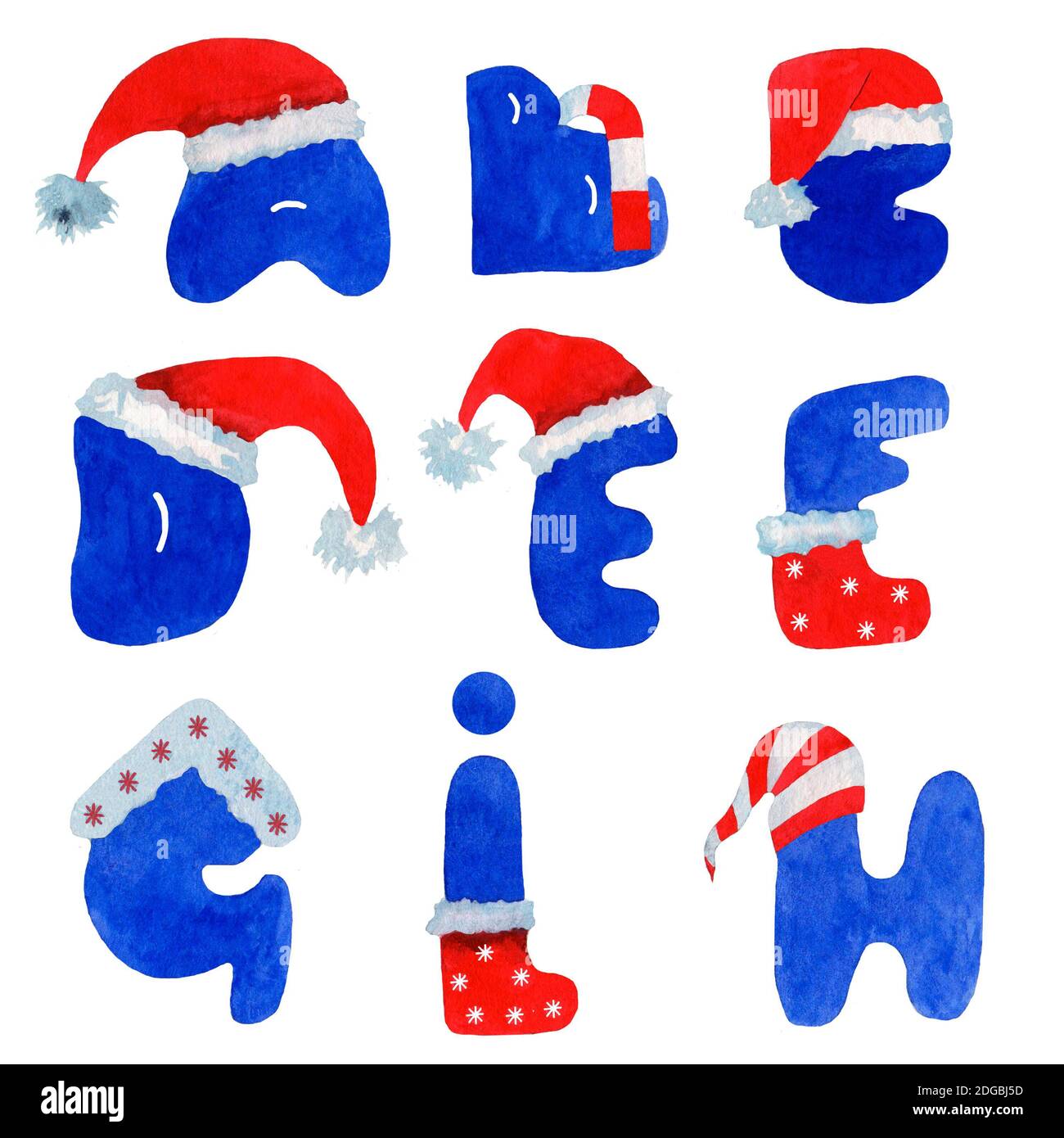 New Year's English alphabet watercolor Stock Photo Alamy