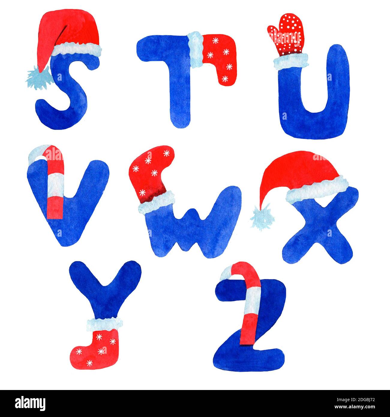 New Year's English alphabet watercolor Stock Photo Alamy