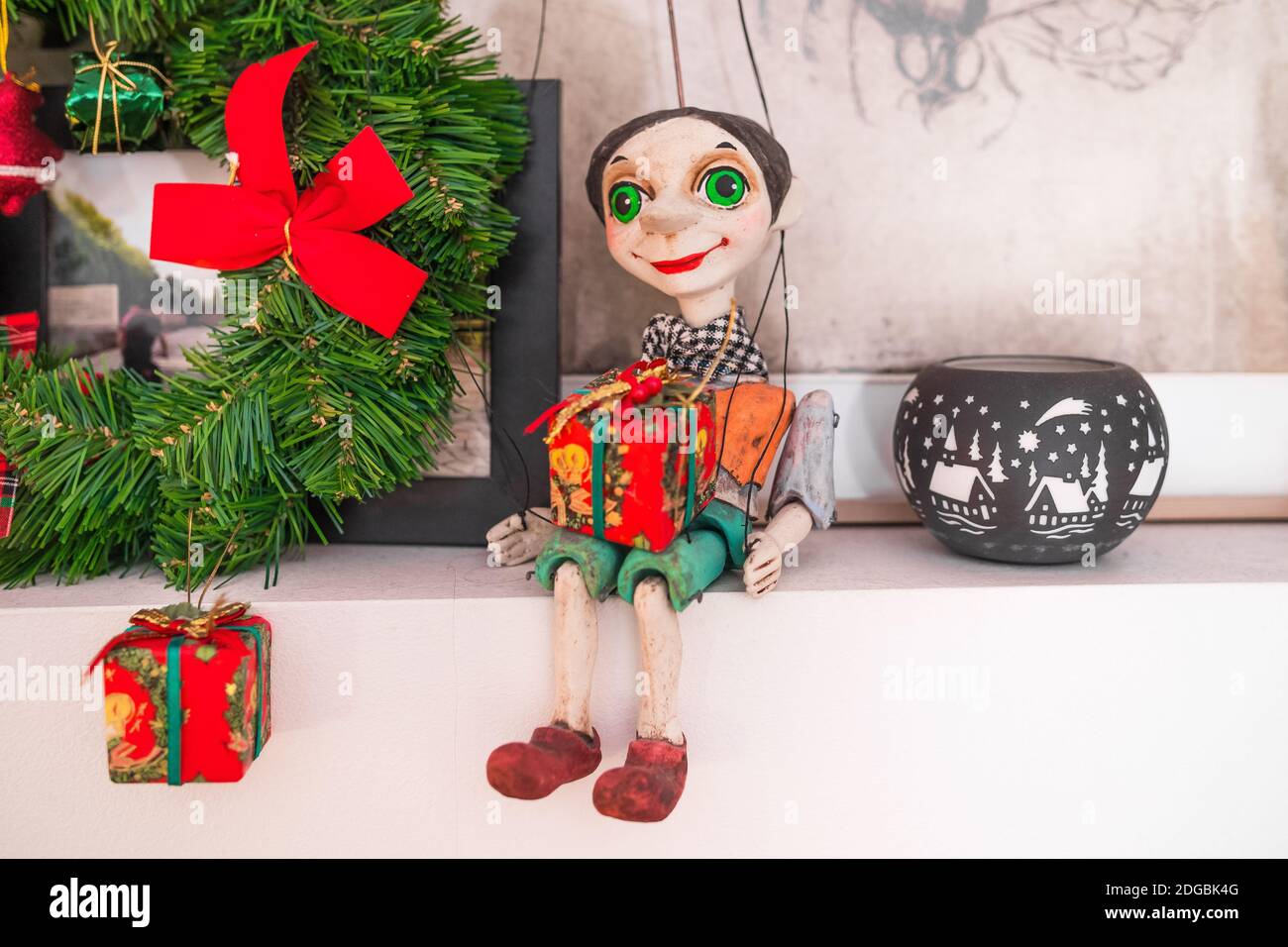 String operated handmade ceramic puppet from Prague (Czech