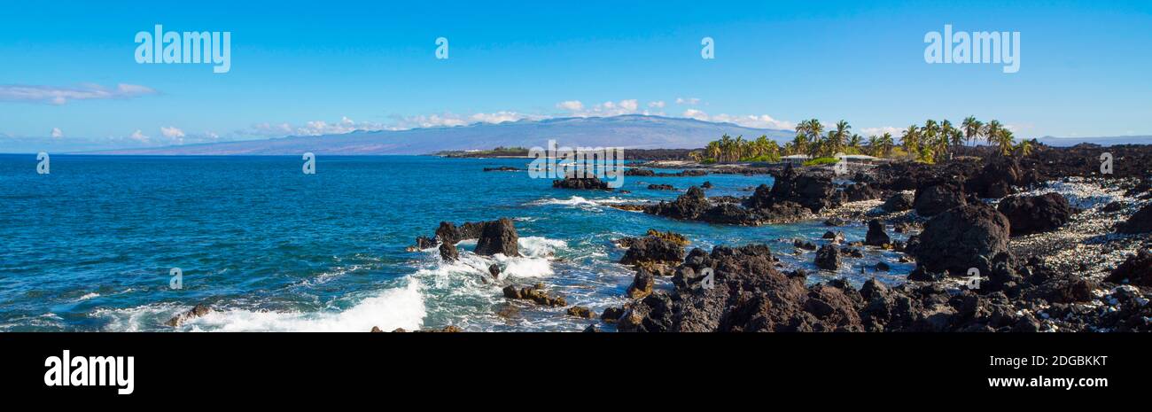 View of the Weliweli Point, Kohala Coast, Big Island, Hawaii, USA Stock Photo