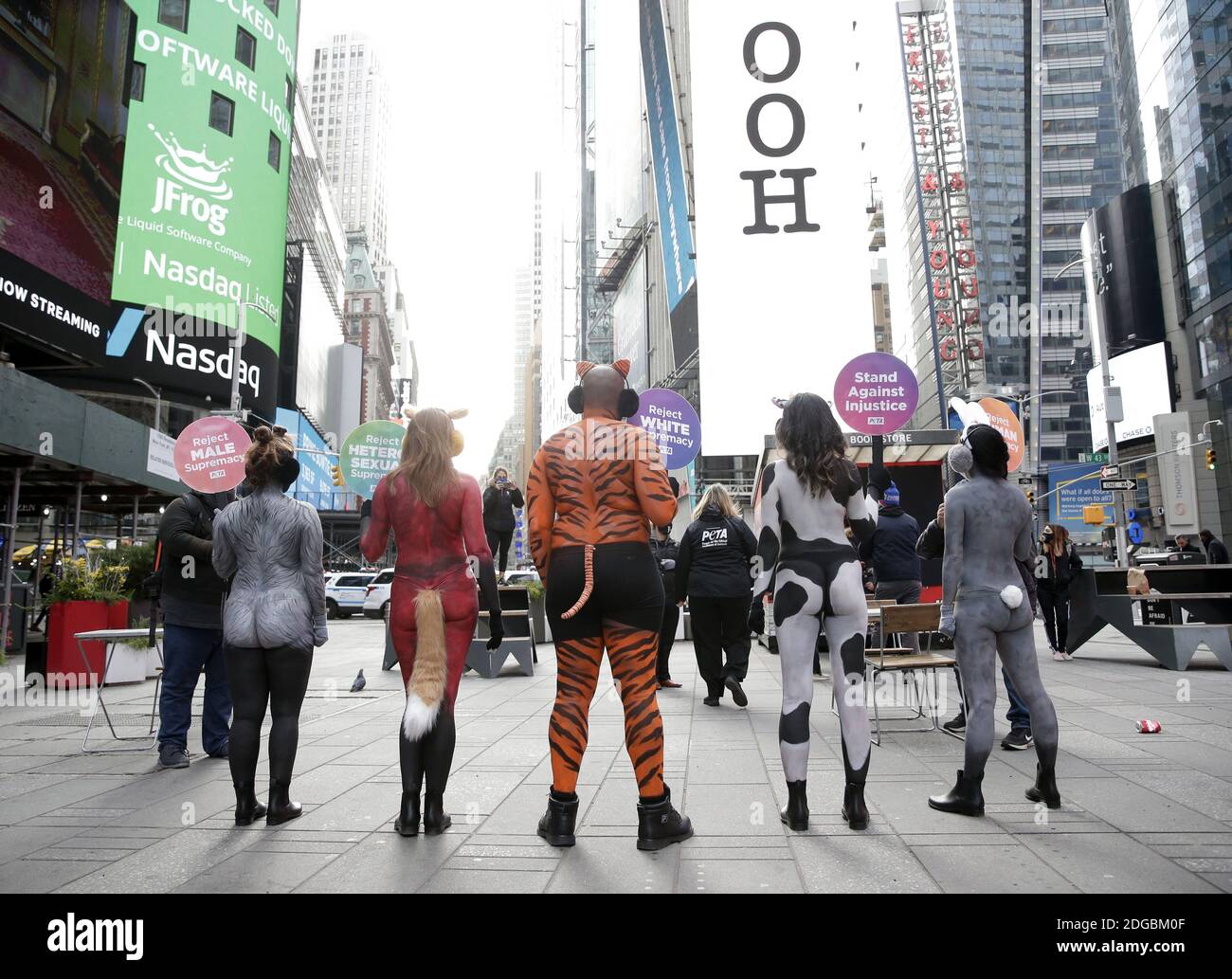 New York, United States. 08th Dec, 2020. PETA protesters wearing body