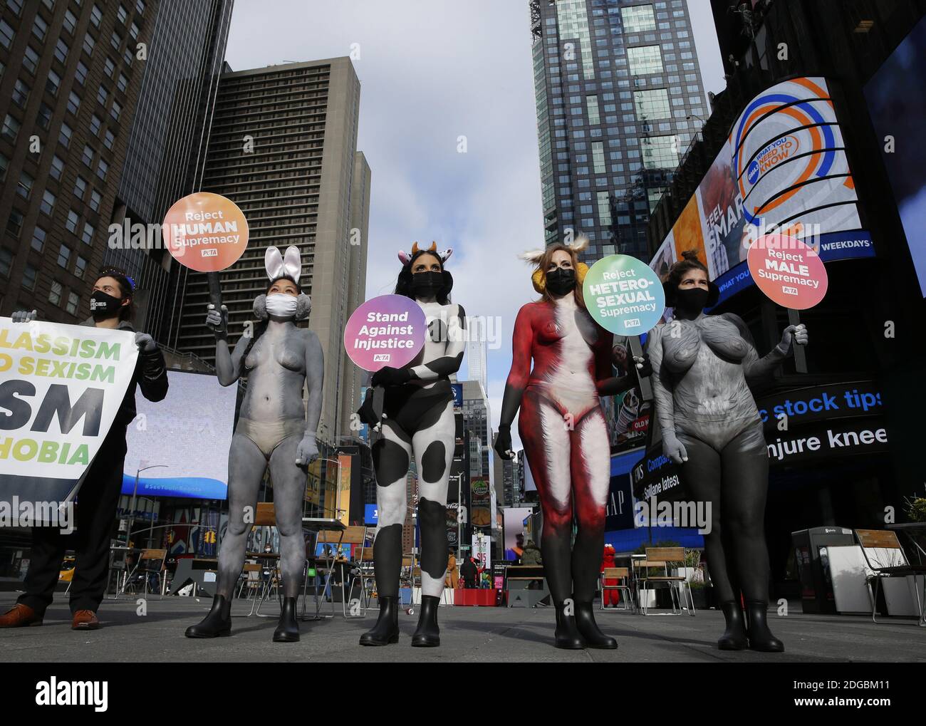 New York, United States. 08th Dec, 2020. PETA protesters wearing body