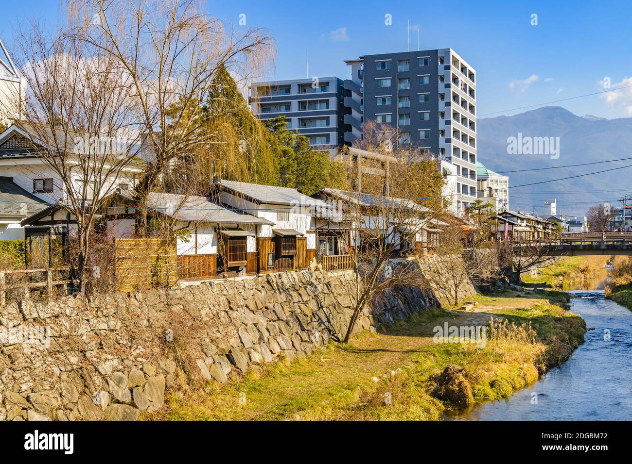 Riverfront Houses, Matsumoto, Japan Stock Photo Alamy