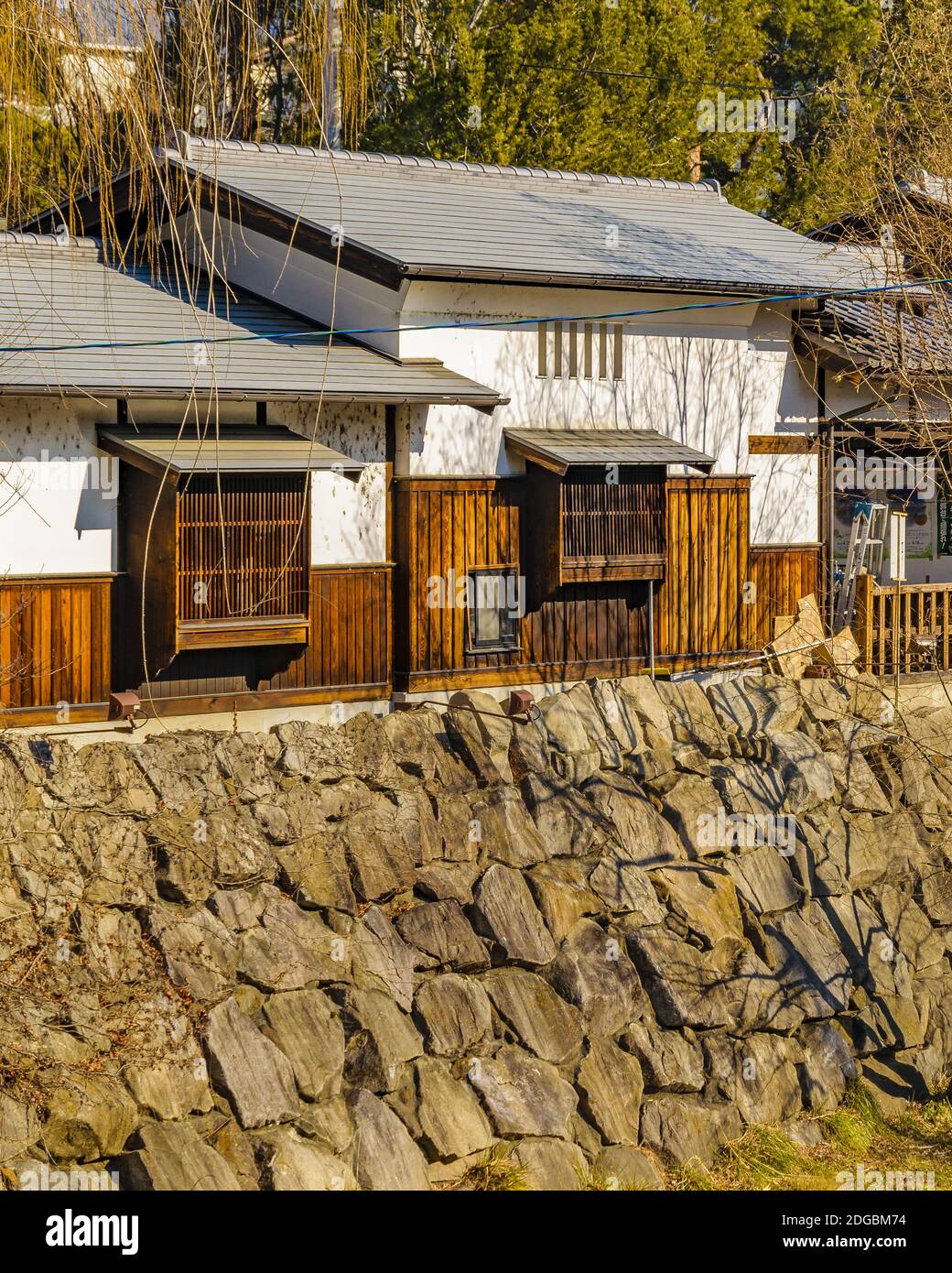 Riverfront Houses, Matsumoto, Japan Stock Photo Alamy