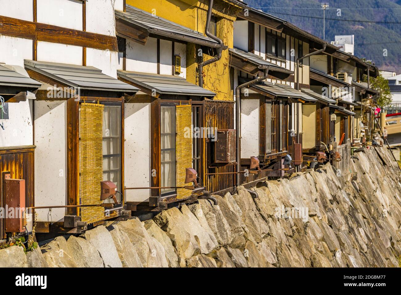 Riverfront Houses, Matsumoto, Japan Stock Photo Alamy