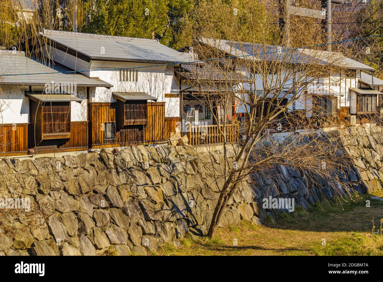Riverfront Houses, Matsumoto, Japan Stock Photo Alamy