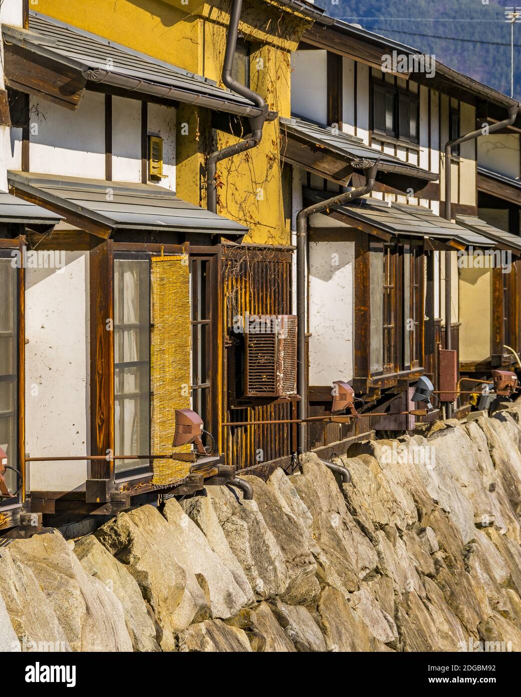 Riverfront Houses, Matsumoto, Japan Stock Photo Alamy