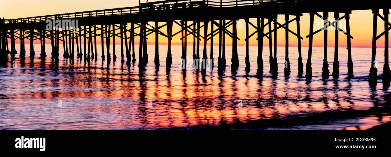 Ventura Pier at sunset, Ventura, California, USA Stock Photo