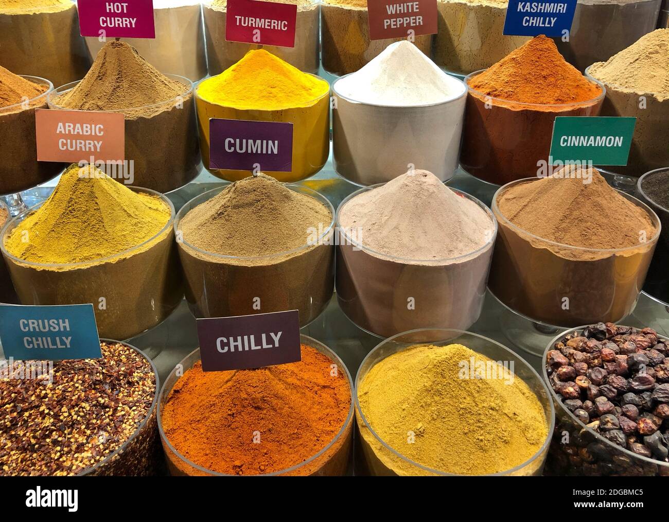 Mixed spices in the spice souk, Dubai, UAE Stock Photo Alamy