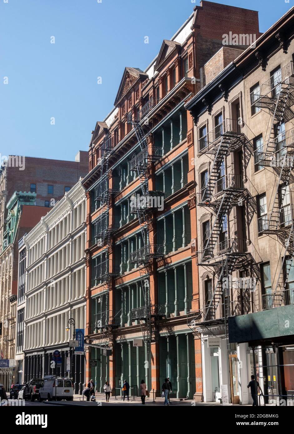 Building Facades, SoHo-Cast Iron Historic District, NYC Stock Photo