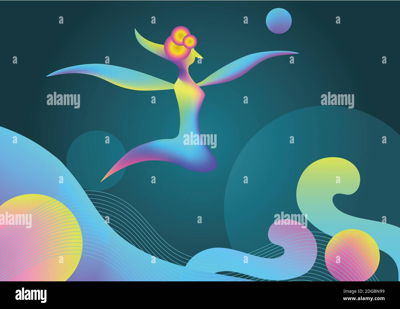 Vector fluid geometric nordic decorative painting Stock Photo