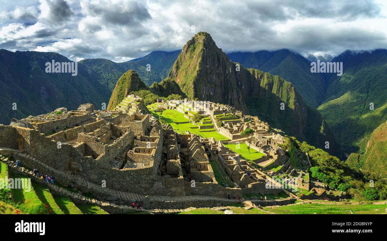 Inca City of Machu Picchu, Urubamba Province, Cusco, Peru Stock Photo