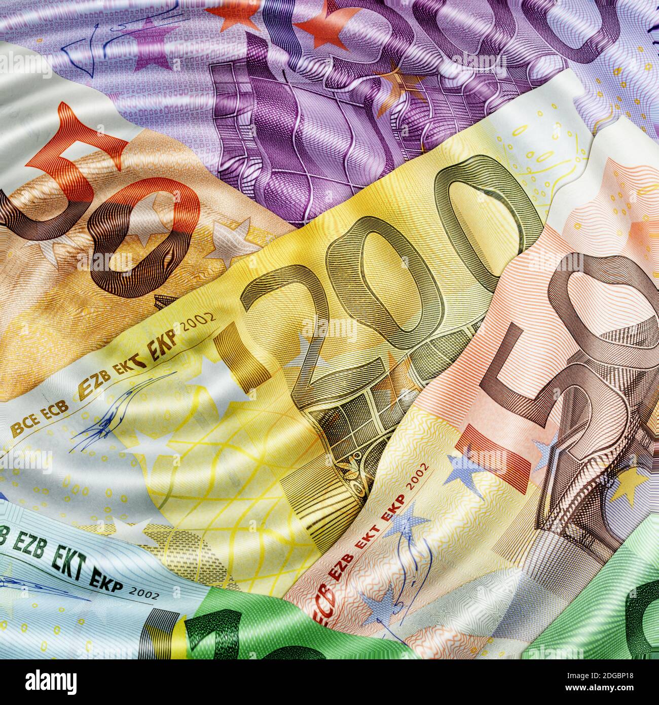 Crumpled and deformed banknotes, Money laundering, symbolic representation Stock Photo