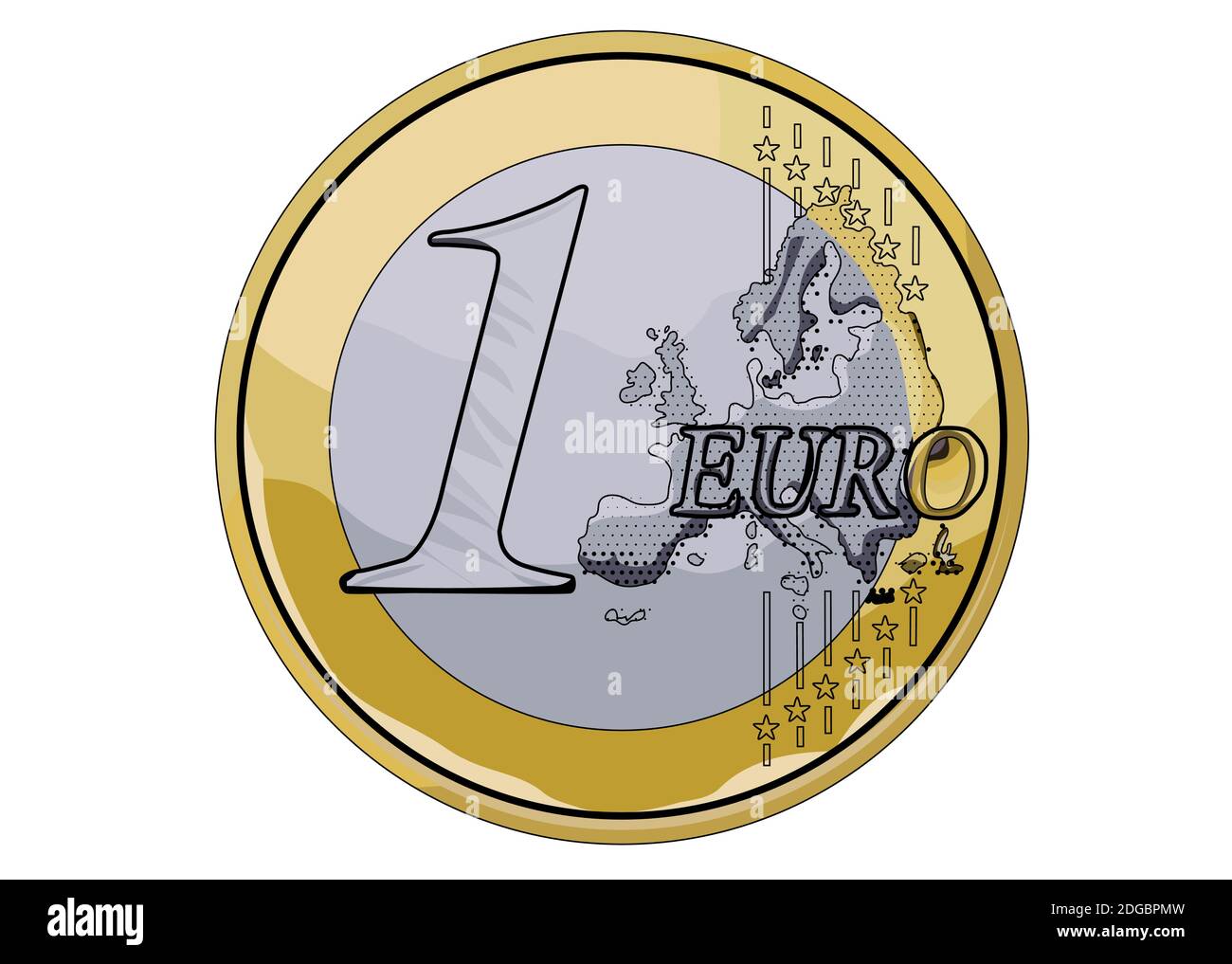 one euro isolated on white background Stock Vector