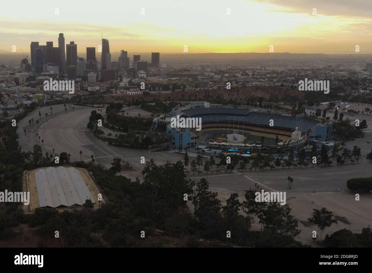 General overall aerial view of Dodger Stadium on Monday, December 7 ...