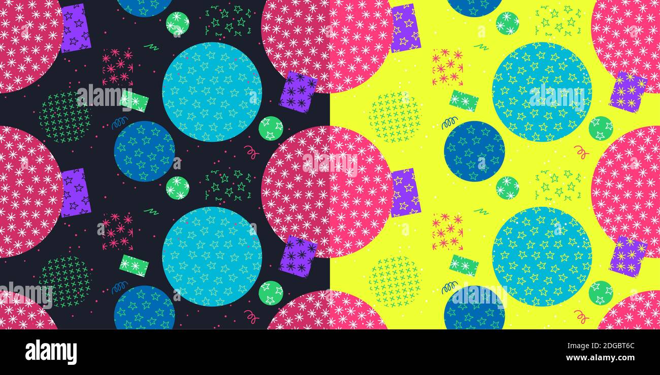 Two Seamless Abstract Winter New Year Vector Patterns Art Stock Vector