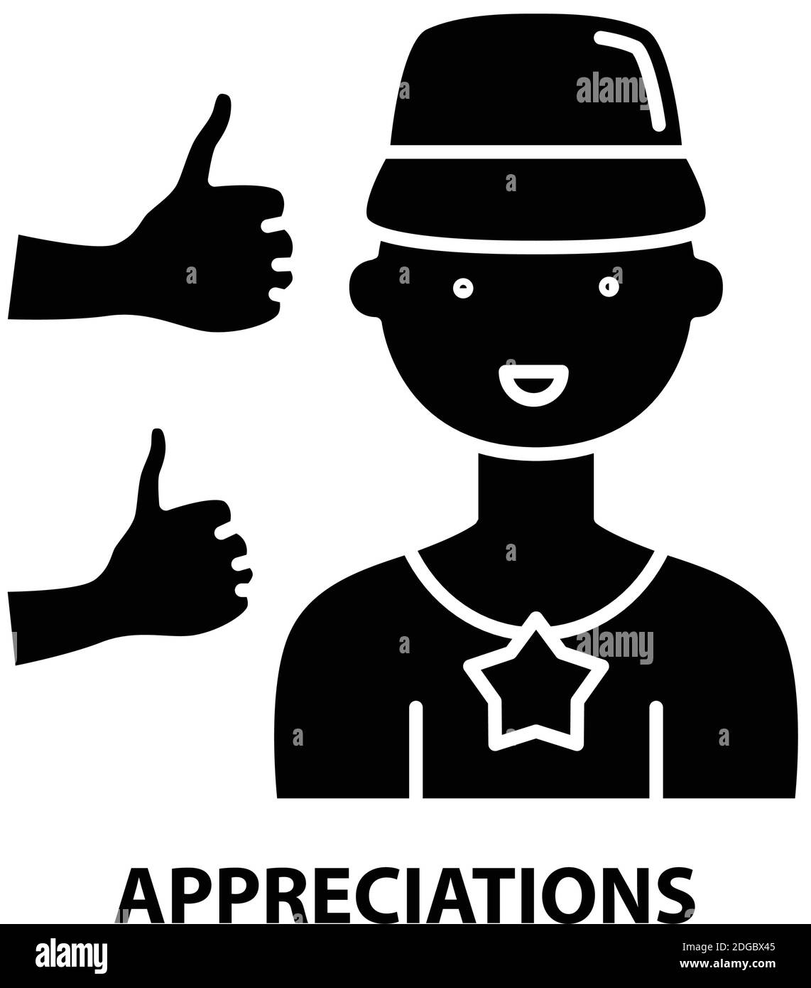 appreciations icon, black vector sign with editable strokes, concept illustration Stock Vector