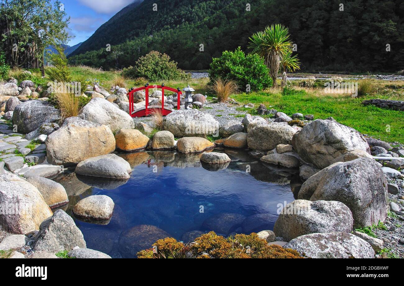 Maruia Springs, State Highway 7, Lewis Pass, Canterbury Region, South Island, New Zealand Stock Photo