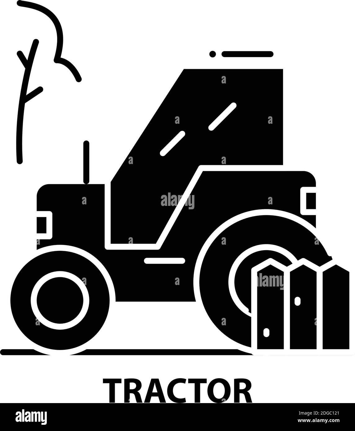 tractor icon, black vector sign with editable strokes, concept illustration Stock Vector