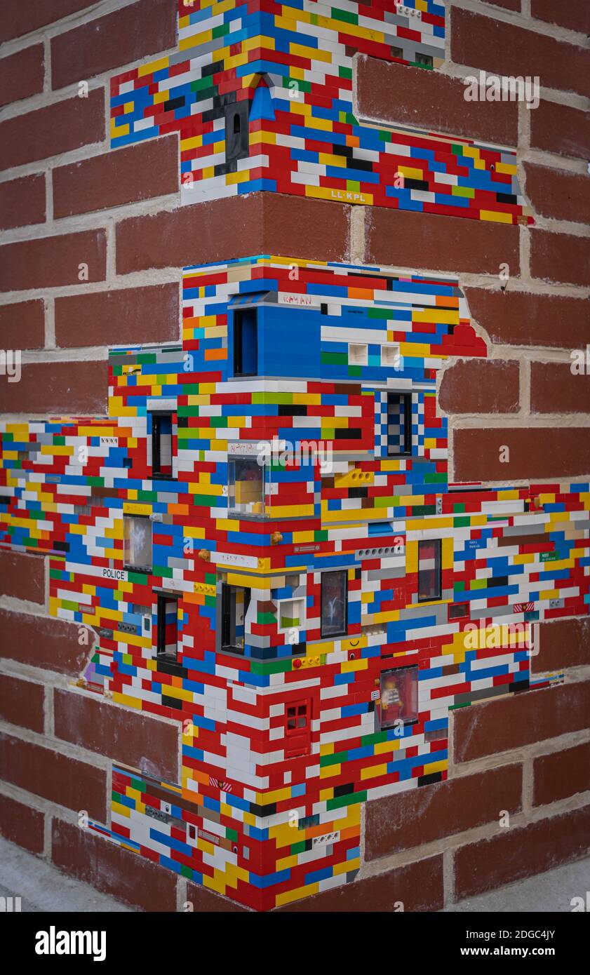Paris, France - 11 07 2020: Brick wall, Lego wall somewhere in Quays of  Metz Stock Photo - Alamy