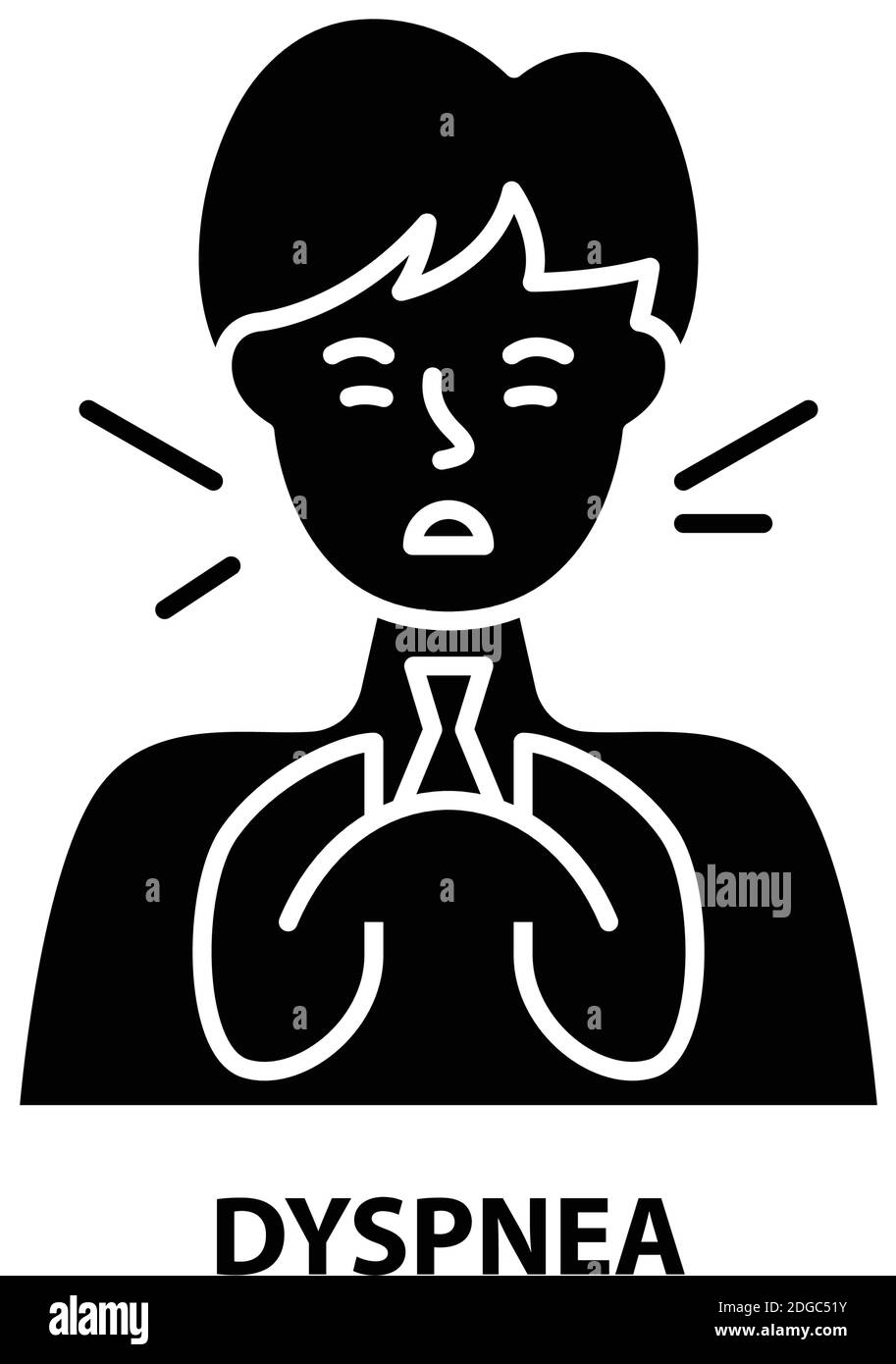dyspnea icon, black vector sign with editable strokes, concept illustration Stock Vector