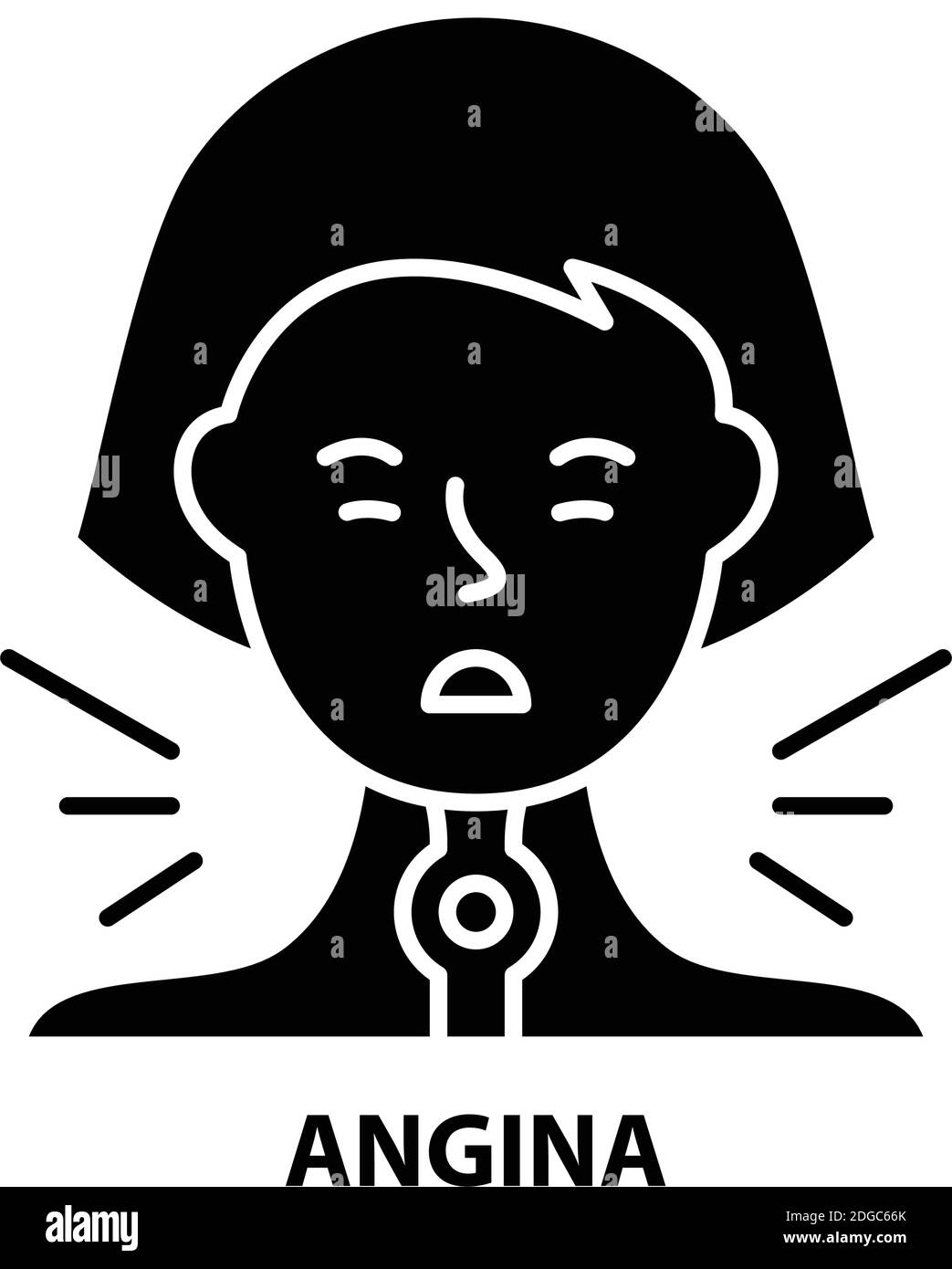 angina icon, black vector sign with editable strokes, concept ...