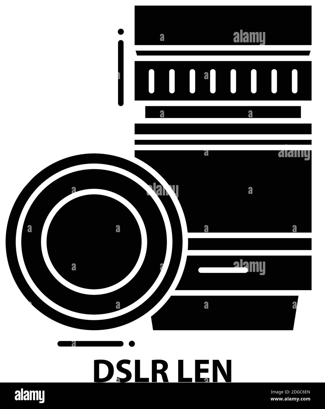 dslr len icon, black vector sign with editable strokes, concept ...