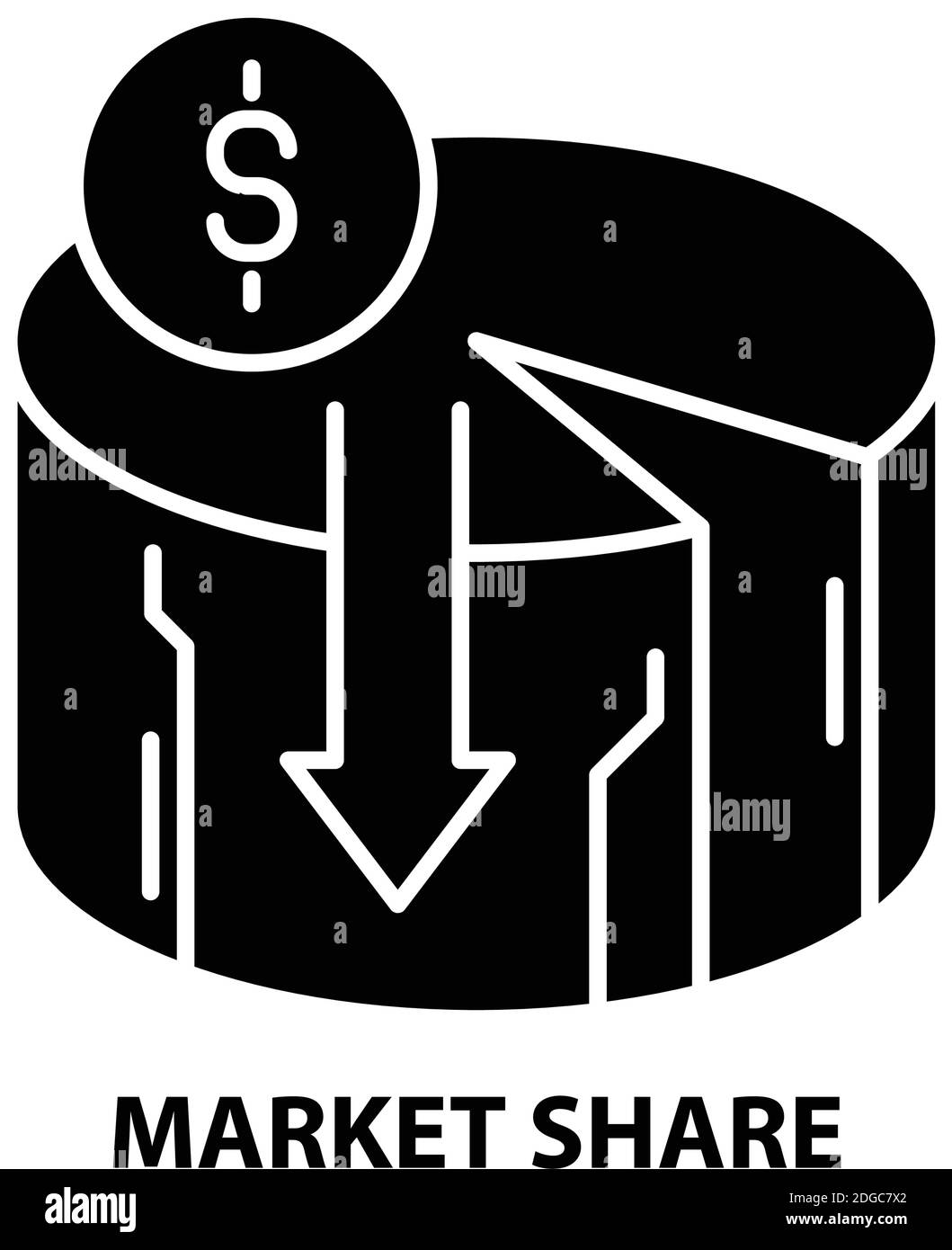 market share symbol icon, black vector sign with editable strokes, concept illustration Stock Vector