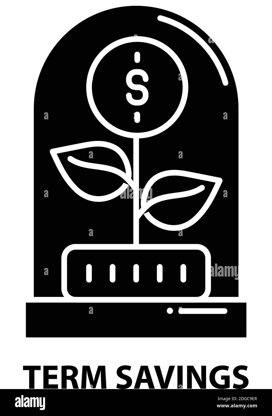 term savings icon, black vector sign with editable strokes, concept illustration Stock Vector