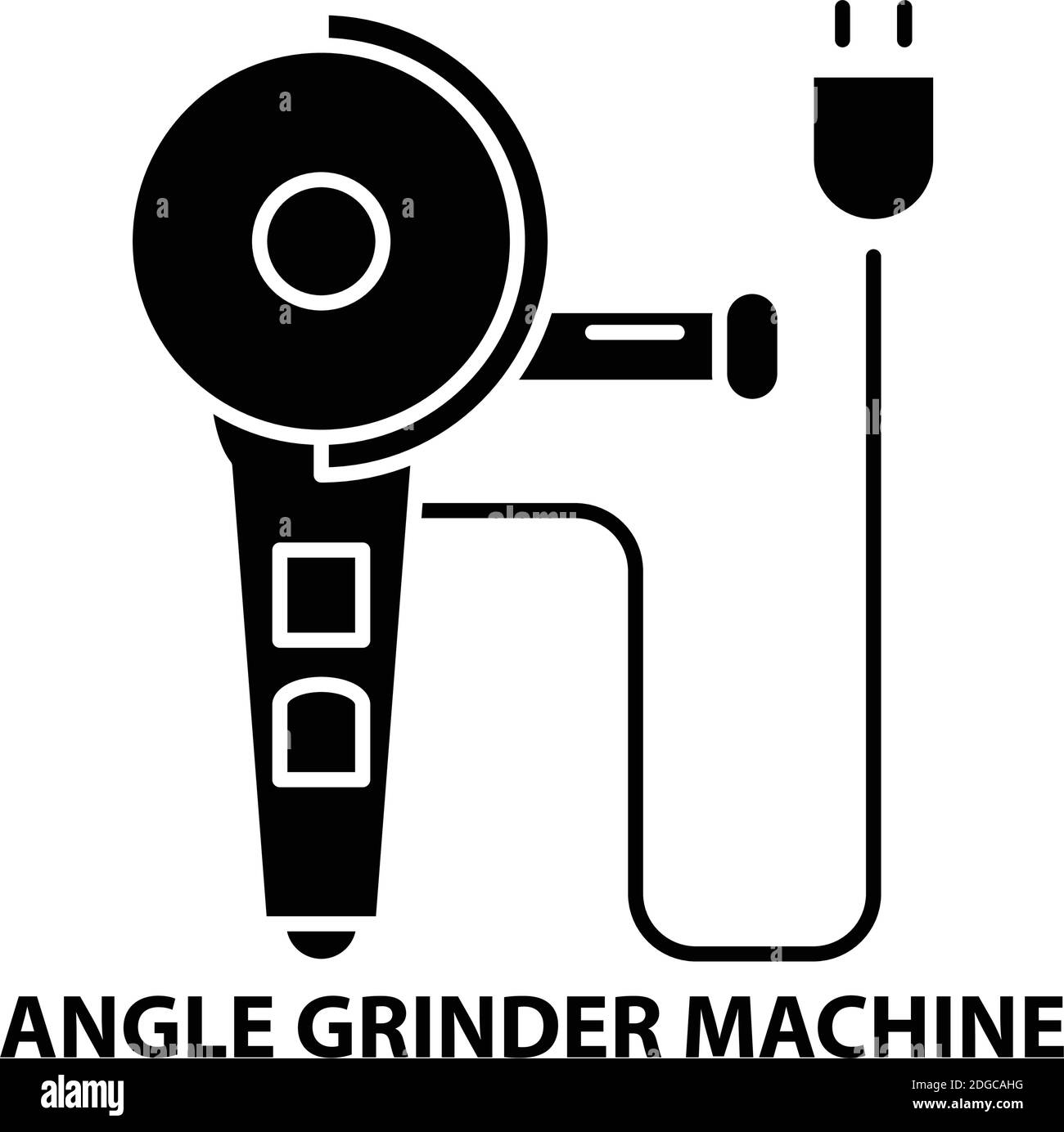angle grinder machine icon, black vector sign with editable strokes, concept illustration Stock Vector