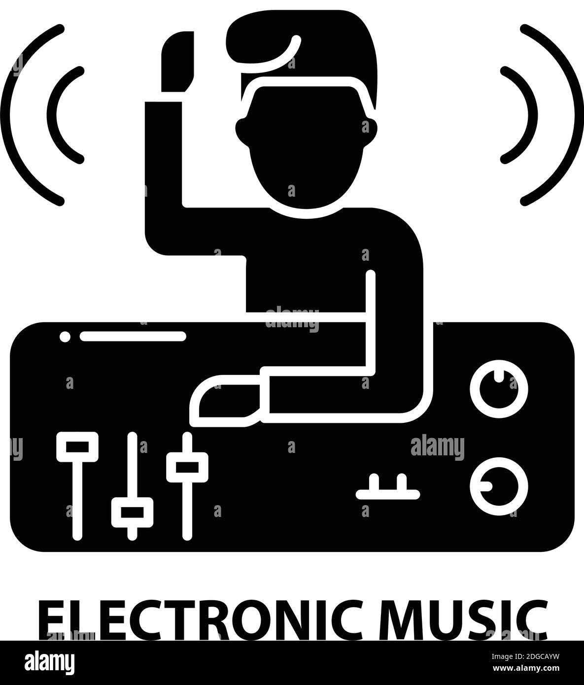 electronic music icon, black vector sign with editable strokes, concept illustration Stock