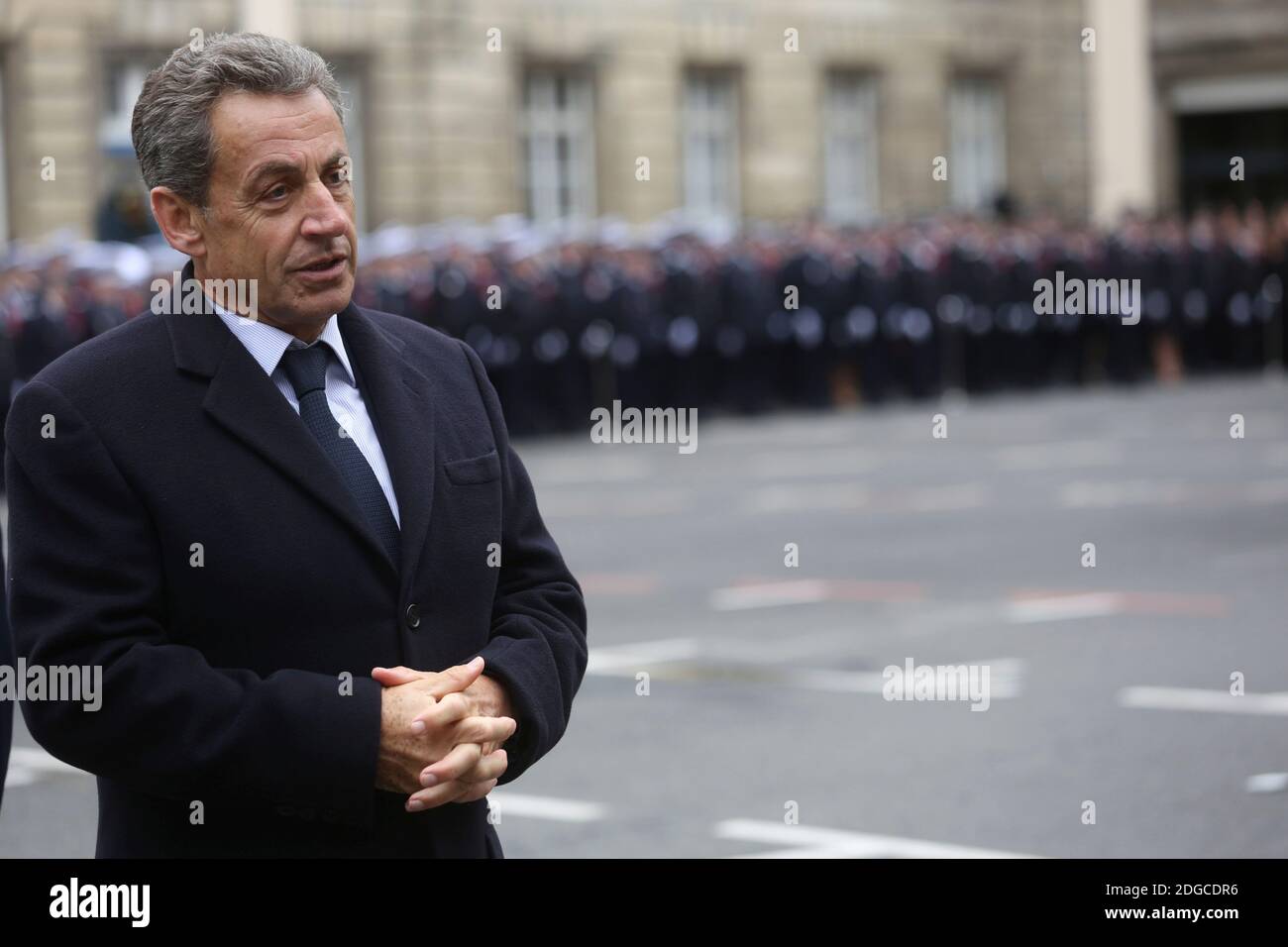 Former president Nicolas Sarkozy attending a ceremony in tribute to ...