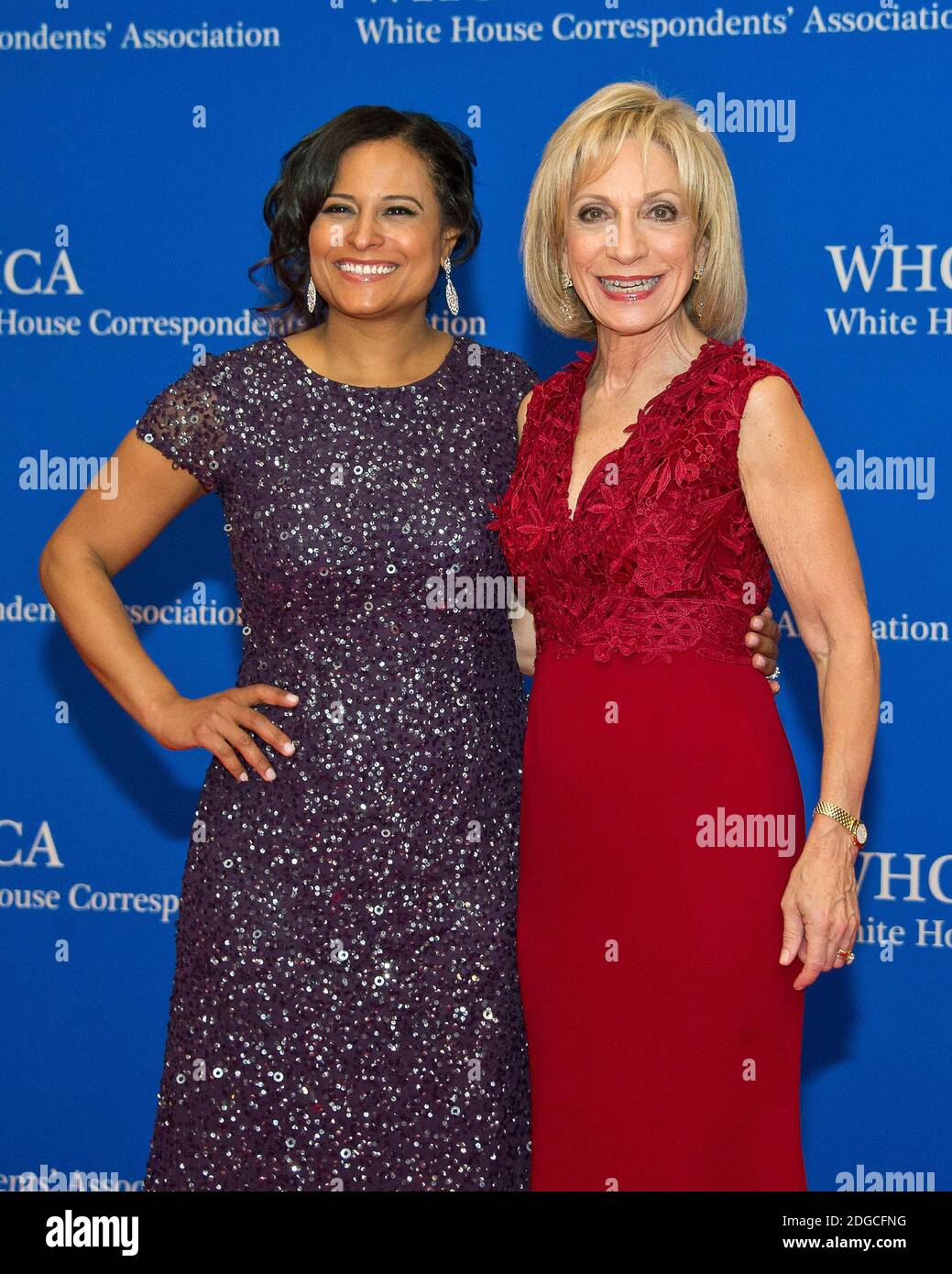 NBC News White House Correspondent Kristen Welker, left, and Andrea Mitchell arrive for the 2017 White House Correspondents Association Annual Dinner at the Washington Hilton Hotel in Washington, DC, USA, on Saturday April 29, 2017. Photo by Ron Sachs/CNP/ABACAPRESS.COM Stock Photo