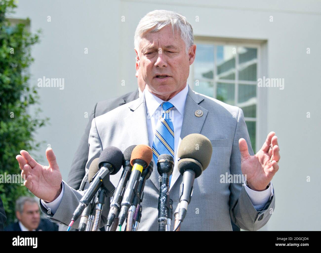 United States Representative Fred Upton (Republican of Michigan) announces his support for the GOP health care plan at the White House in Washington, DC following a meeting with US President Donald J. Trump and other members of the Republican Caucus on Wednesday, May 3, 2017. Photo by Ron Sachs/CNP/ABACAPRESS.COM Stock Photo