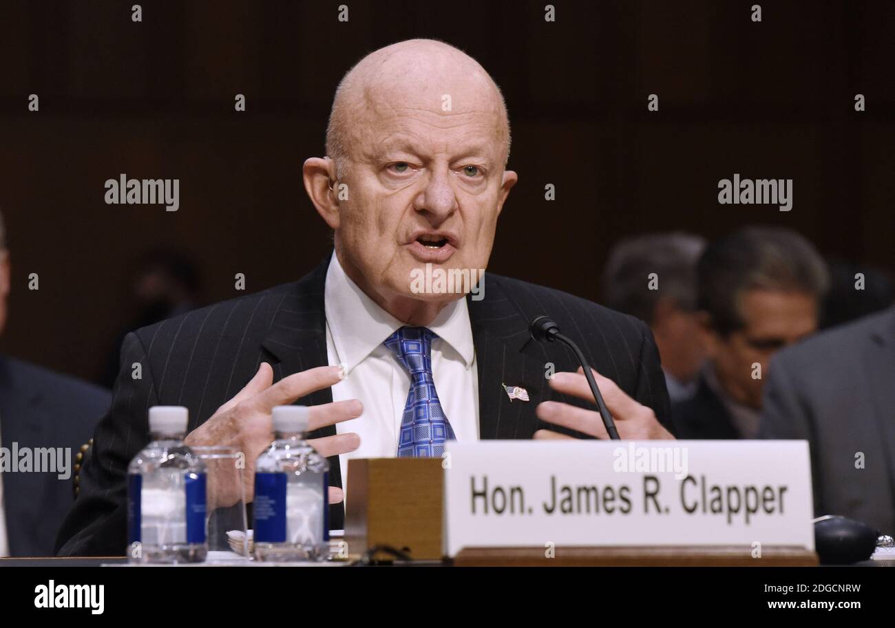 Former Director of National Intelligence James Clapper testifies before the Senate Judicary Committee's Subcommittee on Crime and Terrorism on Russian interference In U.S. election on Capitol Hill May 8, 2017 in Washington, DC. . Photo by Olivier Douliery/ Abaca Stock Photo
