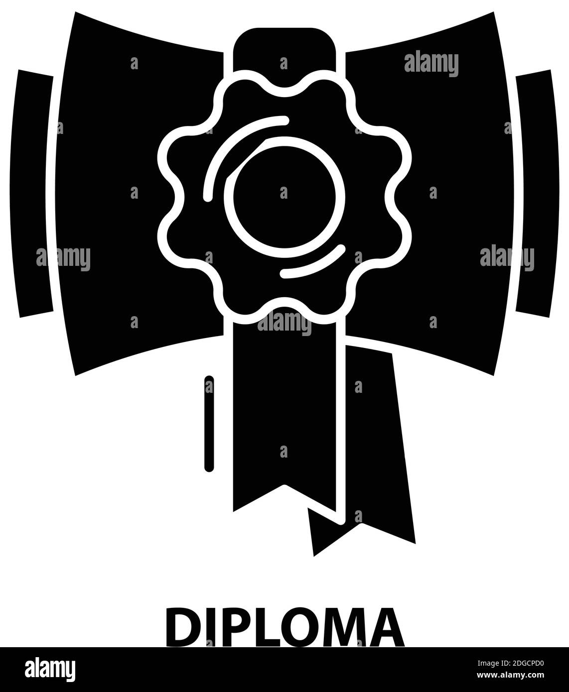 diploma symbol icon, black vector sign with editable strokes, concept illustration Stock Vector