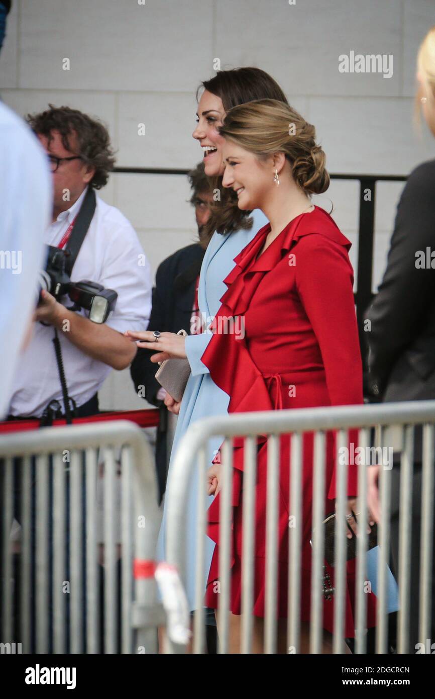 LUXEMBOURG  OUT - The Duchess of Cambridge arriving with Crown Princess Stephanie at MUDAM (Musze d'Art Moderne) during a day of visits in Luxembourg where she is attending commemorations marking the 150th anniversary 1867 Treaty of London, that confirmed the country's independence and neutrality, Luxembourg on May 11, 2017. Photo by ABACAPRESS.COM Stock Photo
